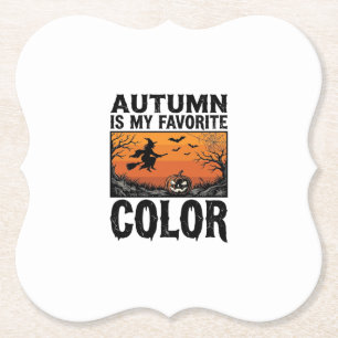 Autumn Favourite Colour Halloween Pumpkin Vector D Paper Coaster