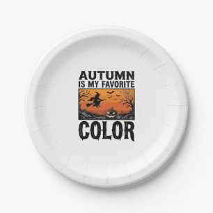Autumn Favourite Colour Halloween Pumpkin Vector D Paper Plate