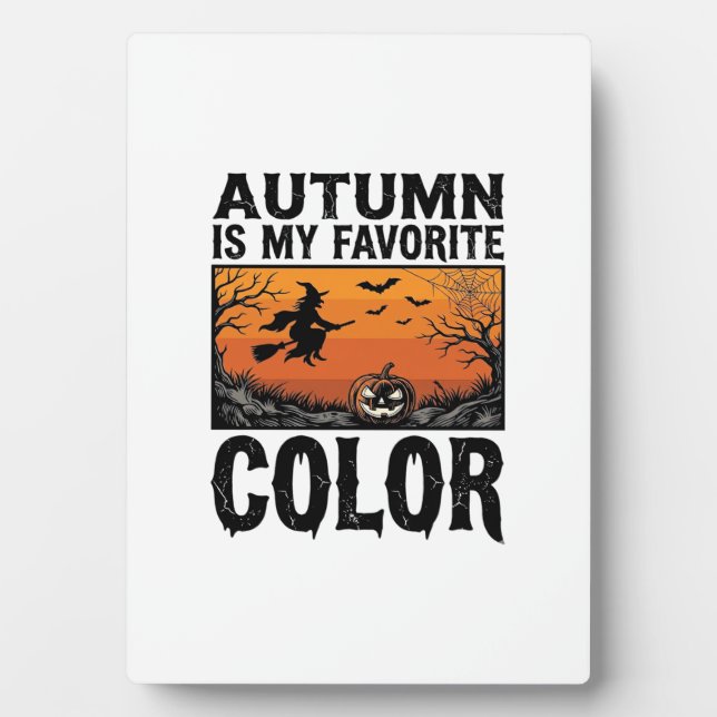 Autumn Favourite Colour Halloween Pumpkin Vector D Plaque (Front)