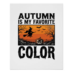 Autumn Favourite Colour Halloween Pumpkin Vector D Poster