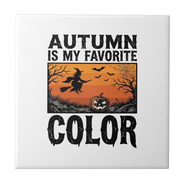 Autumn Favourite Colour Halloween Pumpkin Vector D Tile (Front)