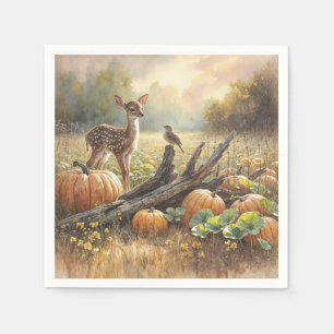 Autumn Fawn In a Pumpkin Patch Napkin