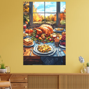 Autumn Feast: A Thanksgiving Celebration Canvas Print