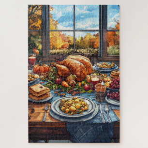 Autumn Feast: A Thanksgiving Celebration Jigsaw Puzzle