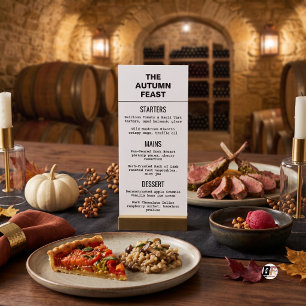 Autumn Feast Minimal Typography Black White Menu