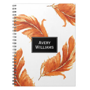 Autumn Feathers Watercolor Illustration Spiral Notebook
