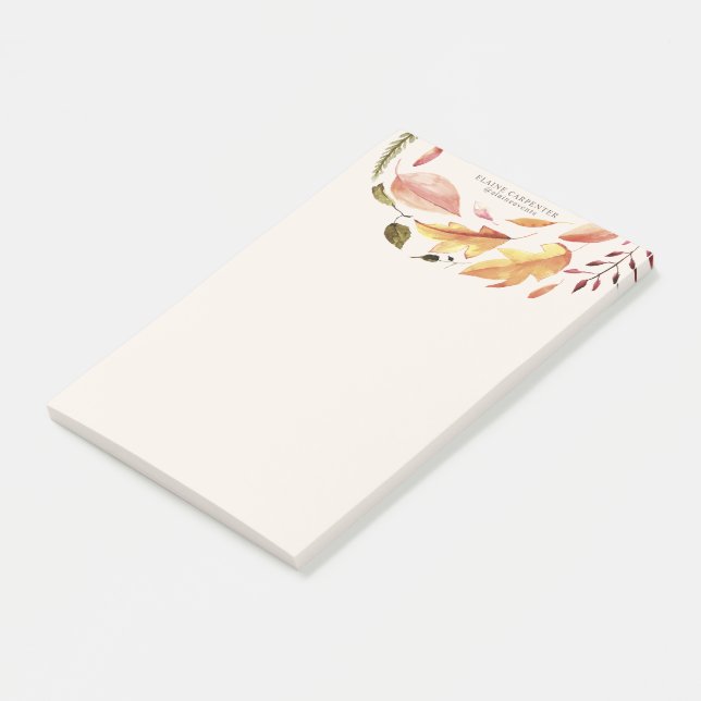 autumn feel elegant floral monogram post-it notes (Angled)
