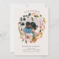 autumn feel floral wreath save the dateInvitation