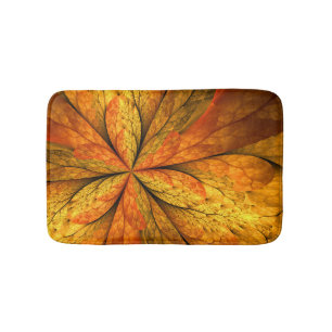 Autumn Feeling, Modern Abstract Fractal Flower Bath Mat