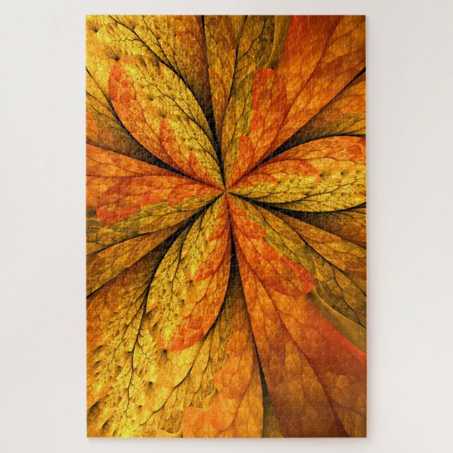 Autumn Feeling, Modern Abstract Fractal Flower Jigsaw Puzzle (Vertical)