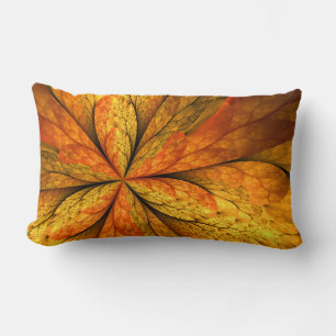 Autumn Feeling, Modern Abstract Fractal Flower Lumbar Cushion