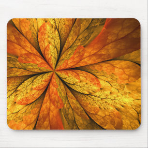 Autumn Feeling, Modern Abstract Fractal Flower Mouse Pad