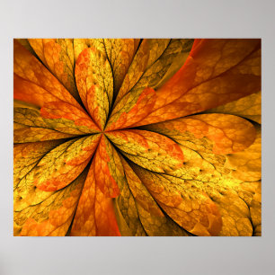 Autumn Feeling, Modern Abstract Fractal Flower Poster
