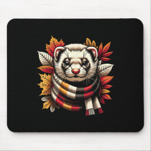 Autumn Ferret Fall Leaves Cosy Seasonal Vibes Than Mouse Pad