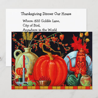 Autumn Festive Antique Painting Pumpkin Decoration Invitation