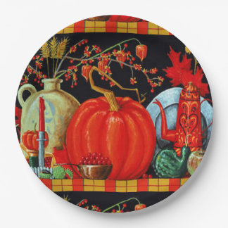 Autumn Festive Antique Painting Pumpkin Decoration Paper Plate