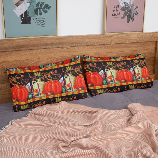 Autumn Festive Antique Painting Pumpkin Decoration Pillowcase (Autumn Festive Antique Painting Pumpkin Decoration Duvet Cover)