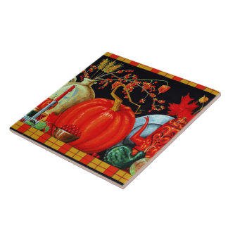 Autumn Festive Antique Painting Pumpkin Decoration Tile