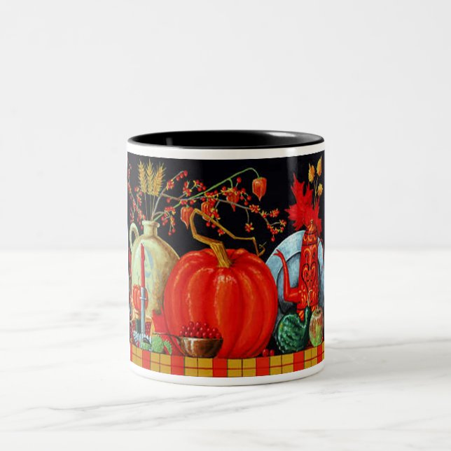 Autumn Festive Table Two-Tone Coffee Mug (Center)