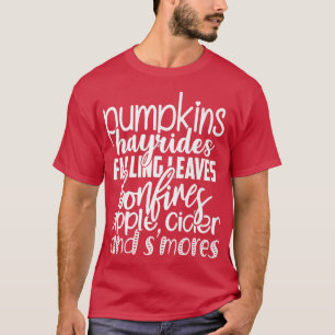 Autumn Flannels Pumpkins Hayrides Falling Leaves S T-Shirt
