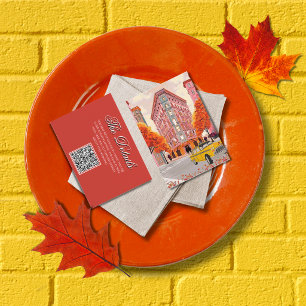 Autumn Flatiron Building NYC Wedding Taxi Red Enclosure Card