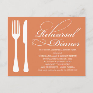 AUTUMN FLATWARE REHEARSAL DINNER INVITE