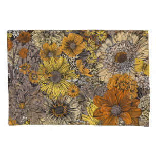 Autumn Flora & Fauna: 70s Retro Pillowcase