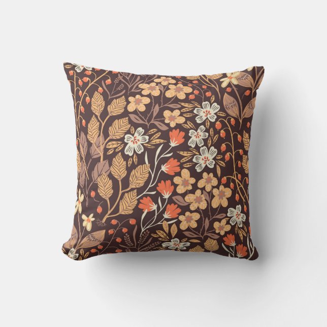 Autumn Flora: Vintage Seamless Pattern Cushion (Front)