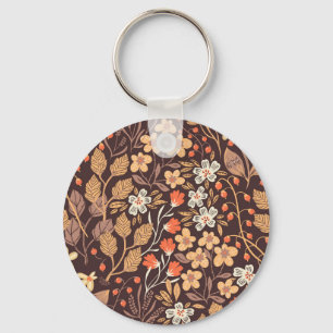 Autumn Flora: Vintage Seamless Pattern Key Ring