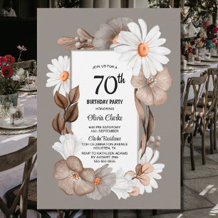 Autumn Floral 70th Birthday Party Invitation
