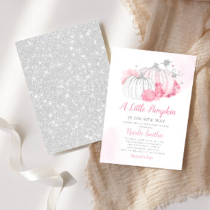 Autumn Floral A Little Pumpkin Girl Baby Shower Invitation