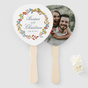 Autumn Floral and Photo Wedding Hand Fan