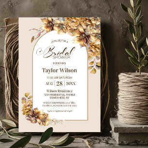 Autumn Floral Arch Bridal Shower Invitation