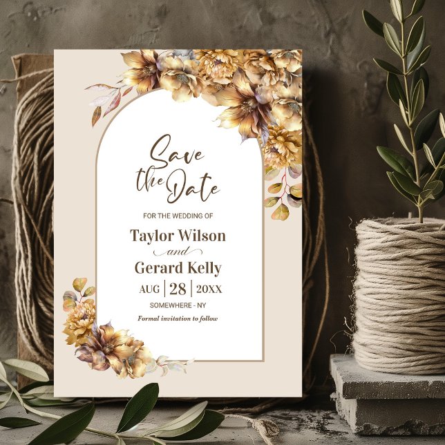 Autumn Floral Arch Wedding Save the Date (Creator Uploaded)