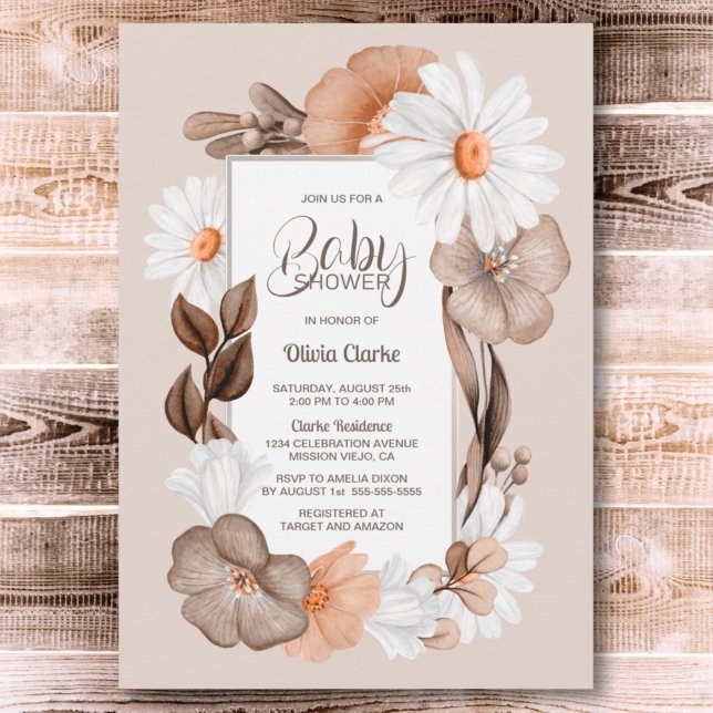 Autumn Floral Baby Shower Invitation (Creator Uploaded)