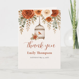 Autumn Floral Bird Cage Bridal Shower Thank You Card