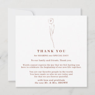 Autumn Floral Boho Terracotta Indie thank you Invitation