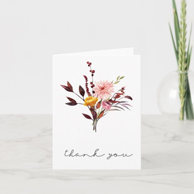 Autumn Floral Bouquet Thank You Card (Front)