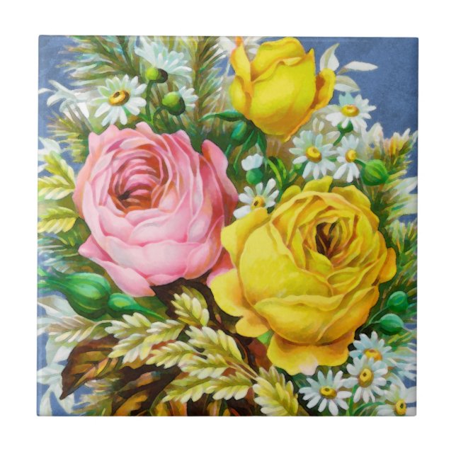 Autumn Floral Bouquet Watercolor Tile (Front)