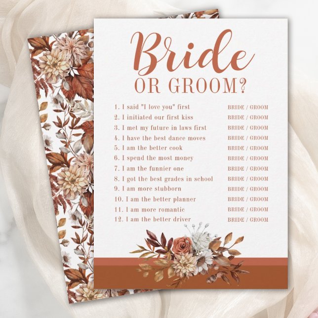 Autumn Floral Bridal Shower Game Invitation (Creator Uploaded)