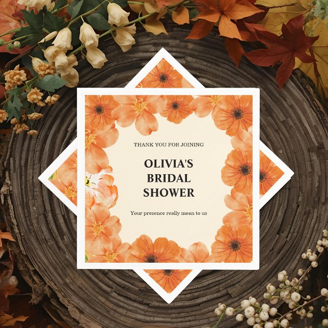 Autumn floral bridal shower paper napkins (Creator Uploaded)