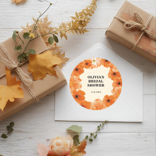 Autumn floral bridal shower paper plates classic round sticker