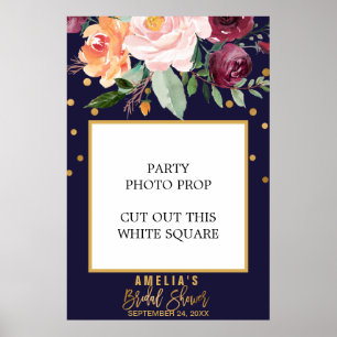 Autumn Floral Bridal Shower Photo Prop Frame Poster
