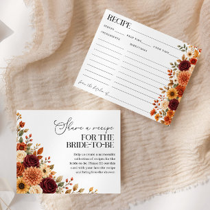 Autumn Floral Bridal Shower Recipe Card & Request