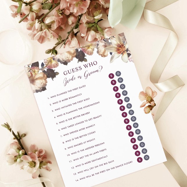 Autumn Floral Bride Groom Bridal Shower Game (Creator Uploaded)