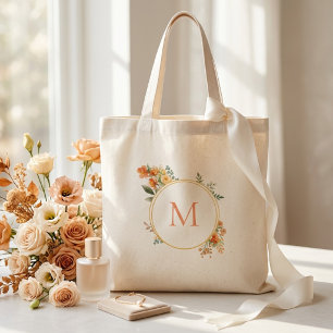 Autumn Floral Bridesmaid Monogram Tote Bag