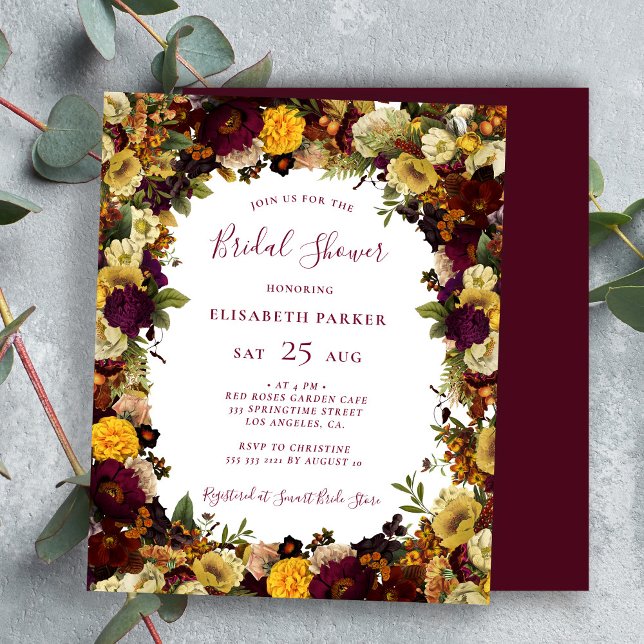 Autumn floral budget bridal shower invitation (Creator Uploaded)