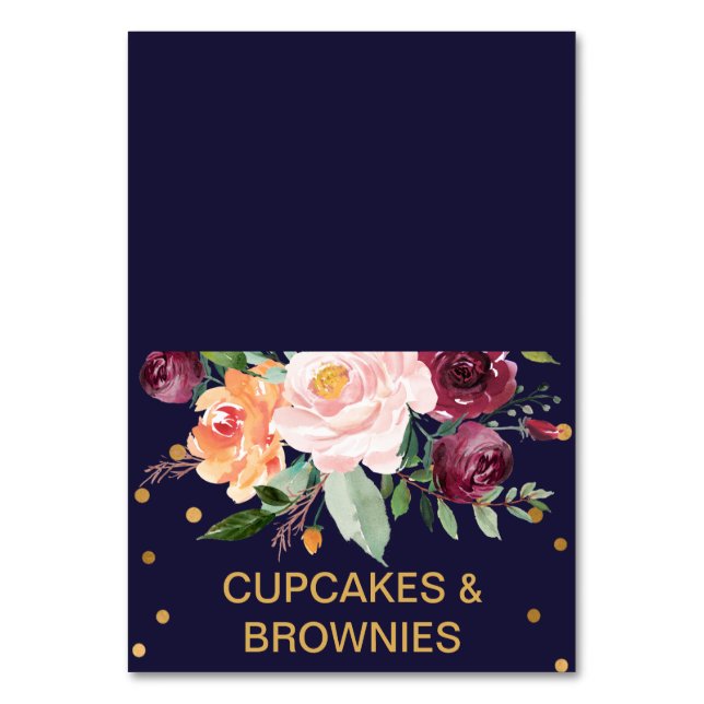 Autumn Floral Buffet Food Labels Table Number (Front)