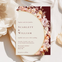 Autumn Floral Burgundy Cream Modern Wedding