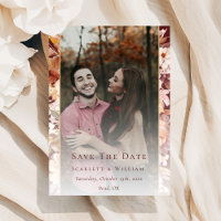 Autumn Floral Burgundy Cream Modern Wedding Photo